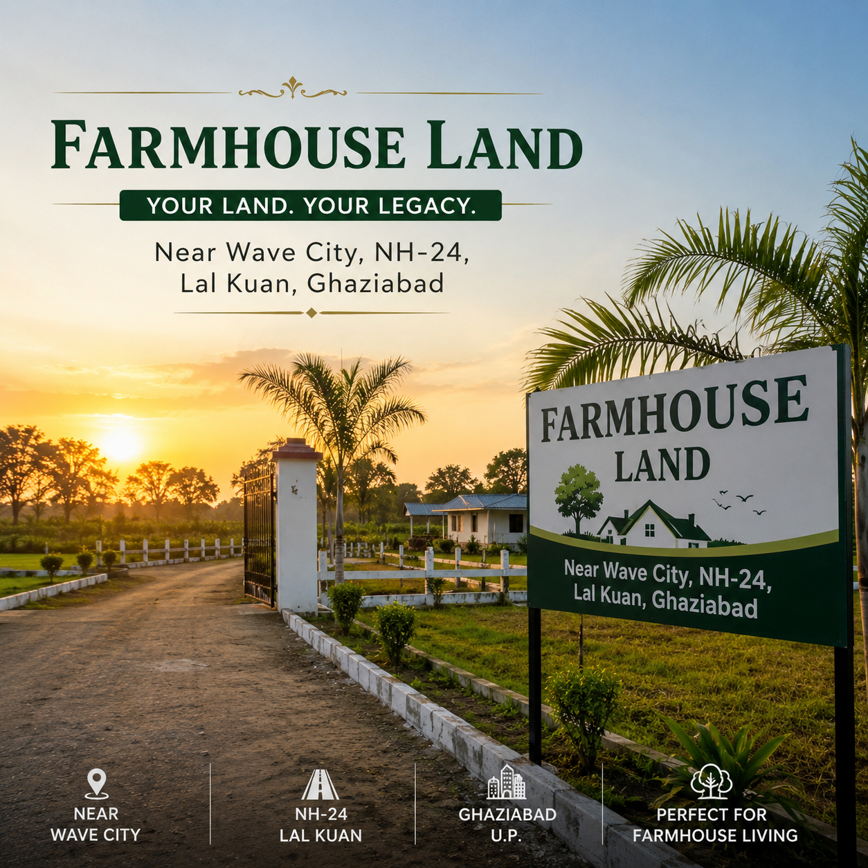 Farmhouse land near Wave City